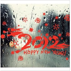 Waterproof PVC Environmental Protection Abrazine Happy New Year Sticker