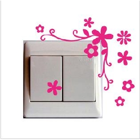 Home Decoration Lively Flowers Design Switch Sticker 3PCS