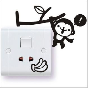 Cute Monkey Pattern Home Decoration Switch Sticker 3PCS