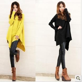 Personalized Design Long Style Irregular Hem Loose Large Size Pure Cotton Leisure T-shirt
