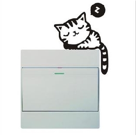 Cartoon Cute Nap Cat Design Environmental Protection Switch Sticker 3PCS