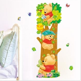 Cartoon Cute Pooh Design Removable Height Sticker For Children's Room 2PCS