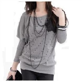 New Design Women's Long Bat Sleeve Loose Leisure T-shirt