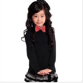Children's School Style Bowknot Decorative Pure Cotton T-shirt