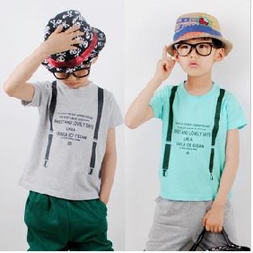 Boy's Short Sleeve O-neck Pure Cotton T-shirt