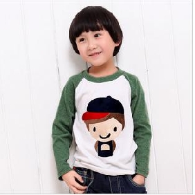 Children's Long Sleeve Cartoon Image Blended Leisure T-shirt