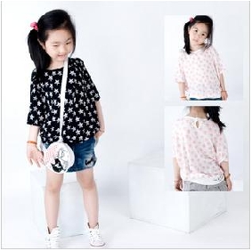 Fashional Children's Bat Sleeve Loose Style Leisure Summer T-shirt