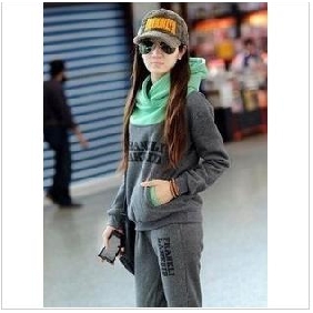 Fashional Women's Warm Winter Pure Cotton Letter Decorative Pullover Sportswear