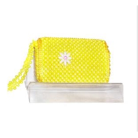 Handmade Beaded Yellow Color Lady's Lovely Design Wallets & Purses