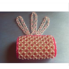Cute Pink Color Handmade Beaded Lady's Stylish Design Wallets & Purses
