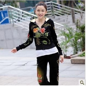 Fashional Women's Velvet Printing Thicken Spring Type Sportswear