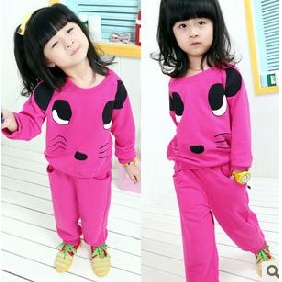 Children's Universal Super Cute Cat Design O-necked Pullover Long Sleeve Sportswear