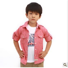 Children's Adjustable Sleeve Jeans Pure Cotton Lapel Leisure Shirts
