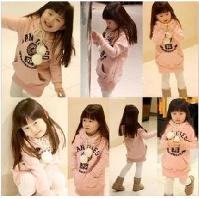 Children's Long Style Printing Thicken Woolen Hoodies
