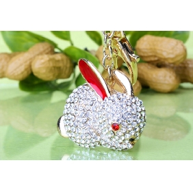Brand New Lovely Desgin Pink Rabbit Crystal Key Chains