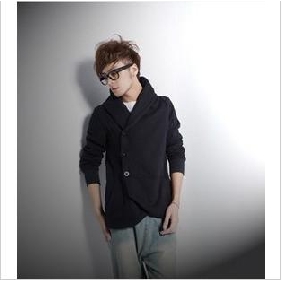 New Design Men's Pure Color Woolen Thicken Button Cardigan Hoodies