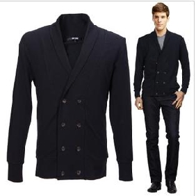 Men's Fashional Double-breasted V-necked Pure Cotton Button Cardigan Sweatshirts