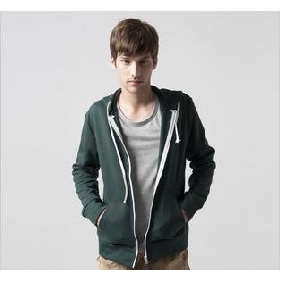 Men's Pure Color Long Sleeve Spring Type Cardigan Leisure Hoodies