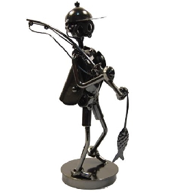 Iron Men Fishing Modeling Metal Craft For Office Decoration