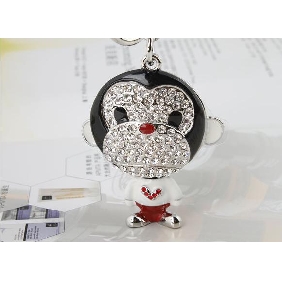 Multifunctional Make Up Mirror Cute Monkey Crystal Keychain