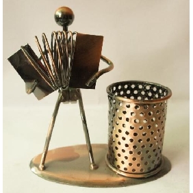 Dance Iron Men Pen Container, Novelty Desk Decoration, Retro Metal Craft