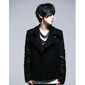 2012 New Arrival Korean Fashion Men's Double-breasted Leather Sleeve Jacket, Men's Spring Autumn Coat