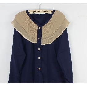2012 New Arrival Falbala Collar Chiffon Long Sleeve Shirts For Fashion Girls