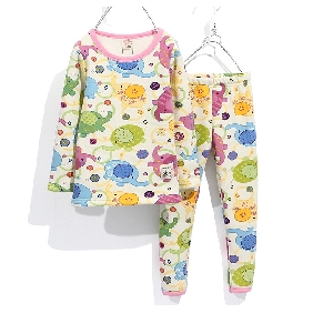 Velvet Thicken Children's Spring Winter Thermal Underwear Suits Cotton Pajamas