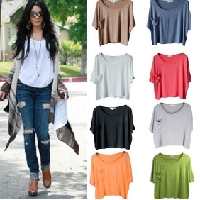 Large Pockets Loose Comfortable Short Style Short Sleeve T-shirt