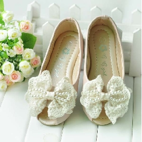Flower Girls Shoes, Children's Princess Lace Bow Shoes
